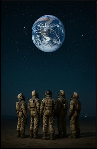 Astronauts Gaze at Earth Space or Astronomy Poster PosterGoat