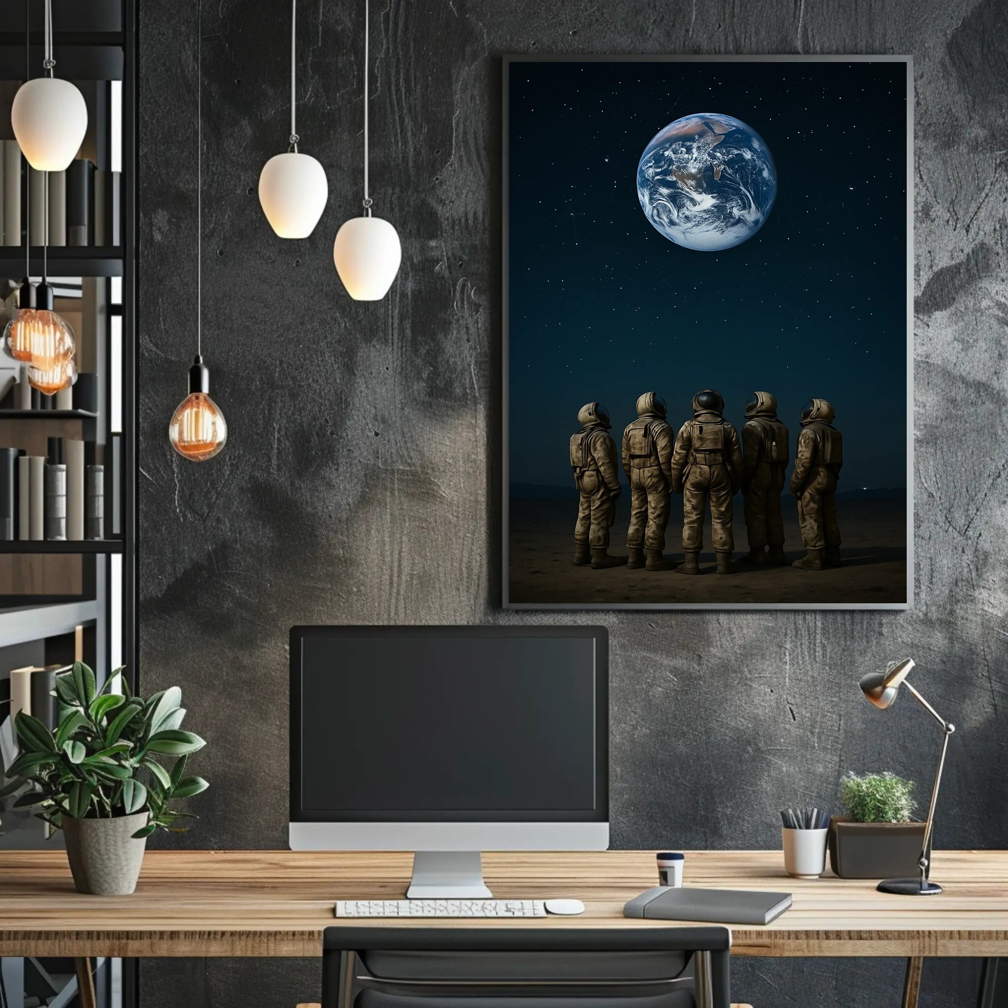 Astronauts Gaze at Earth Space or Astronomy Poster PosterGoat