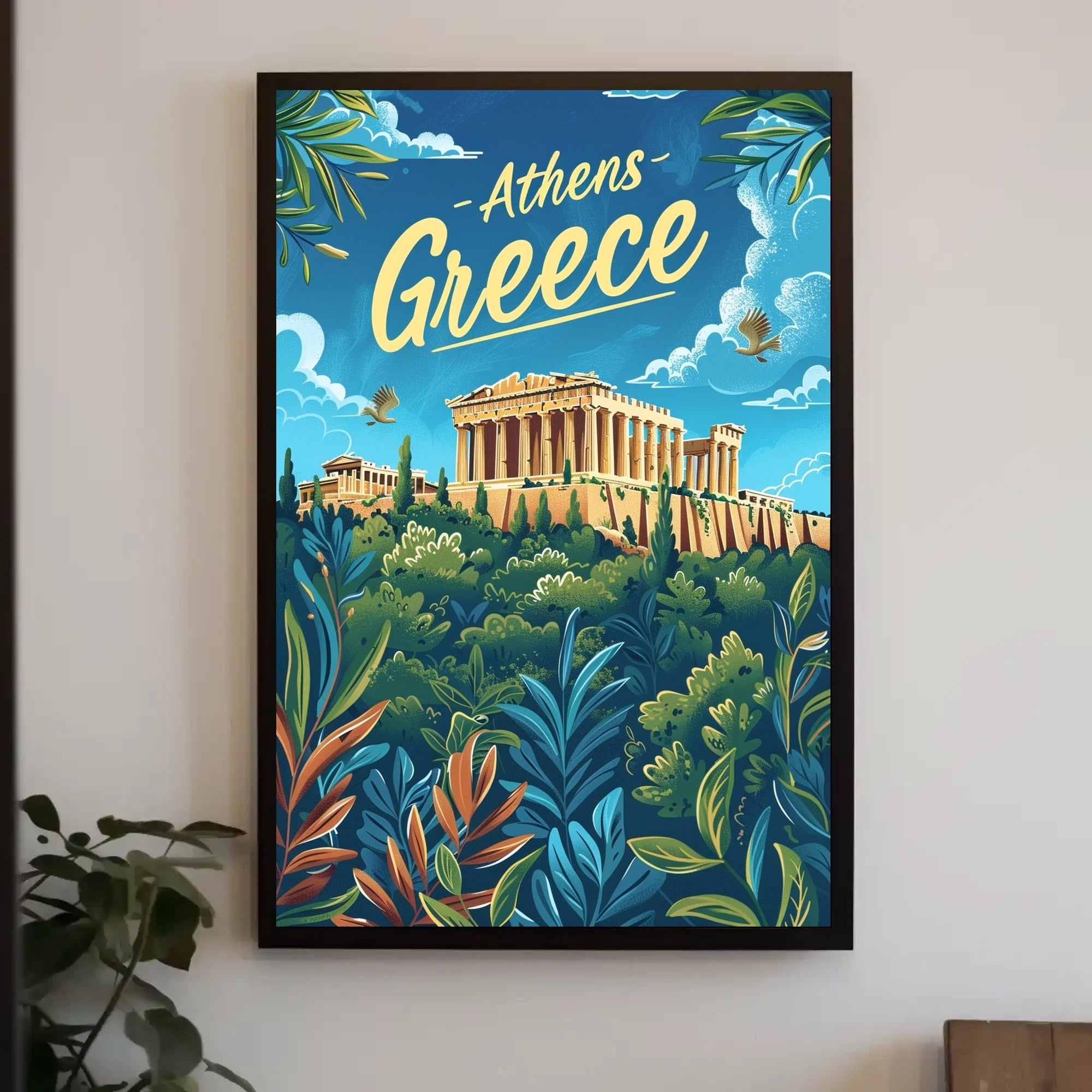 Athens Parthenon Colorful Illustration Travel Poster PosterGoat