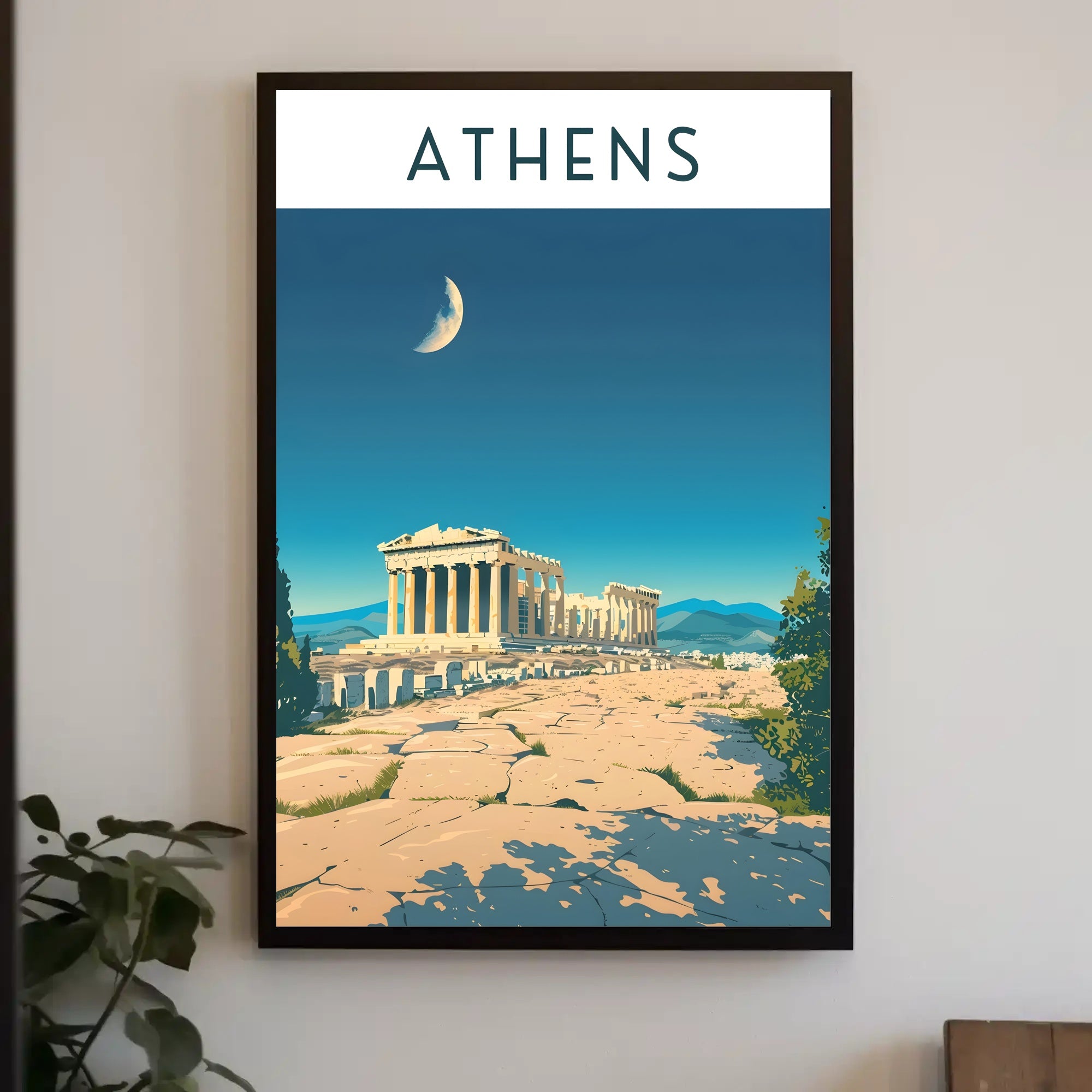 Athens Under the Moon Poster PosterGoat