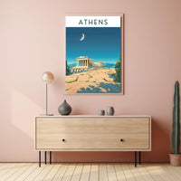 Athens Under the Moon Poster PosterGoat