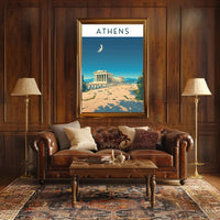 Athens Under the Moon Poster PosterGoat