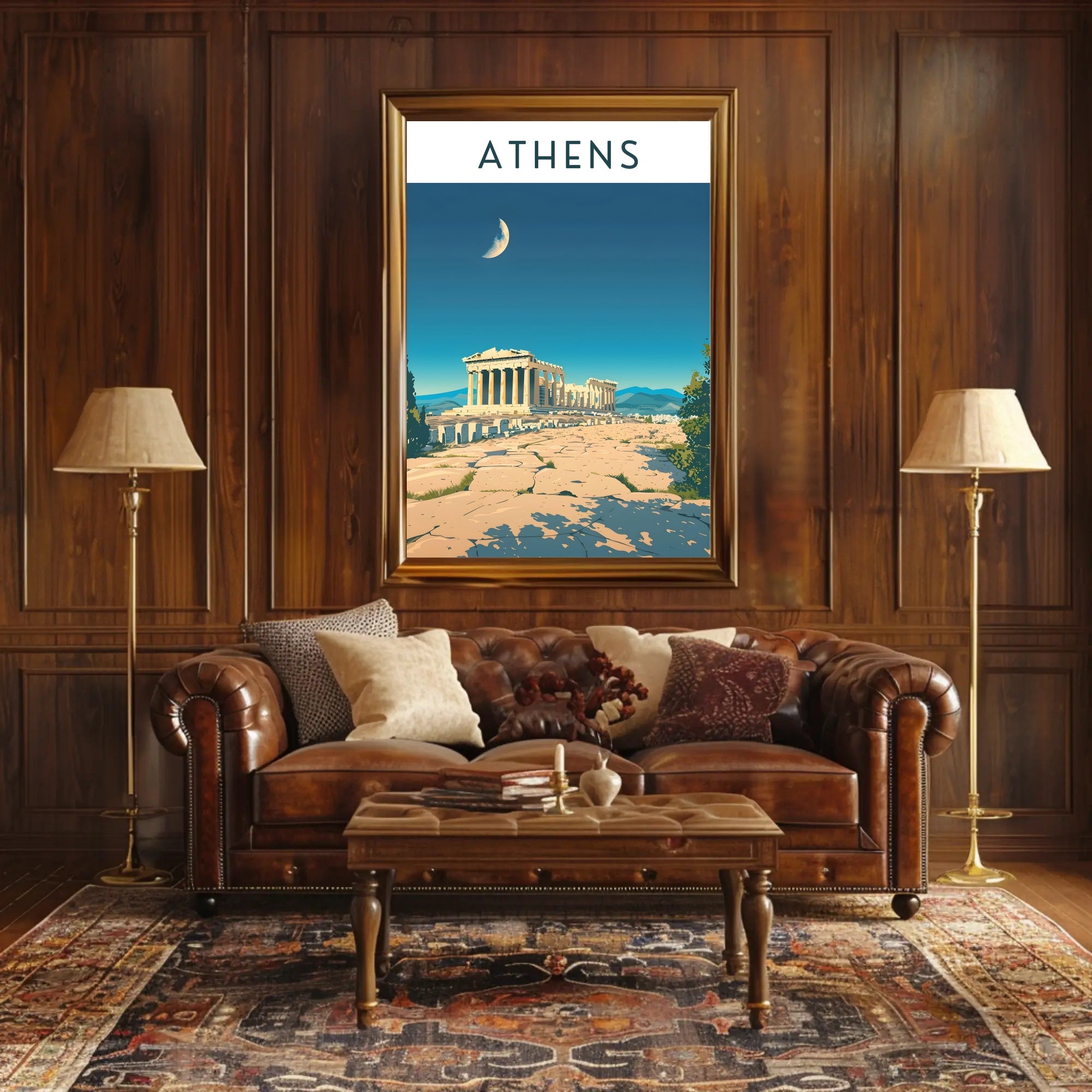Athens Under the Moon Poster PosterGoat