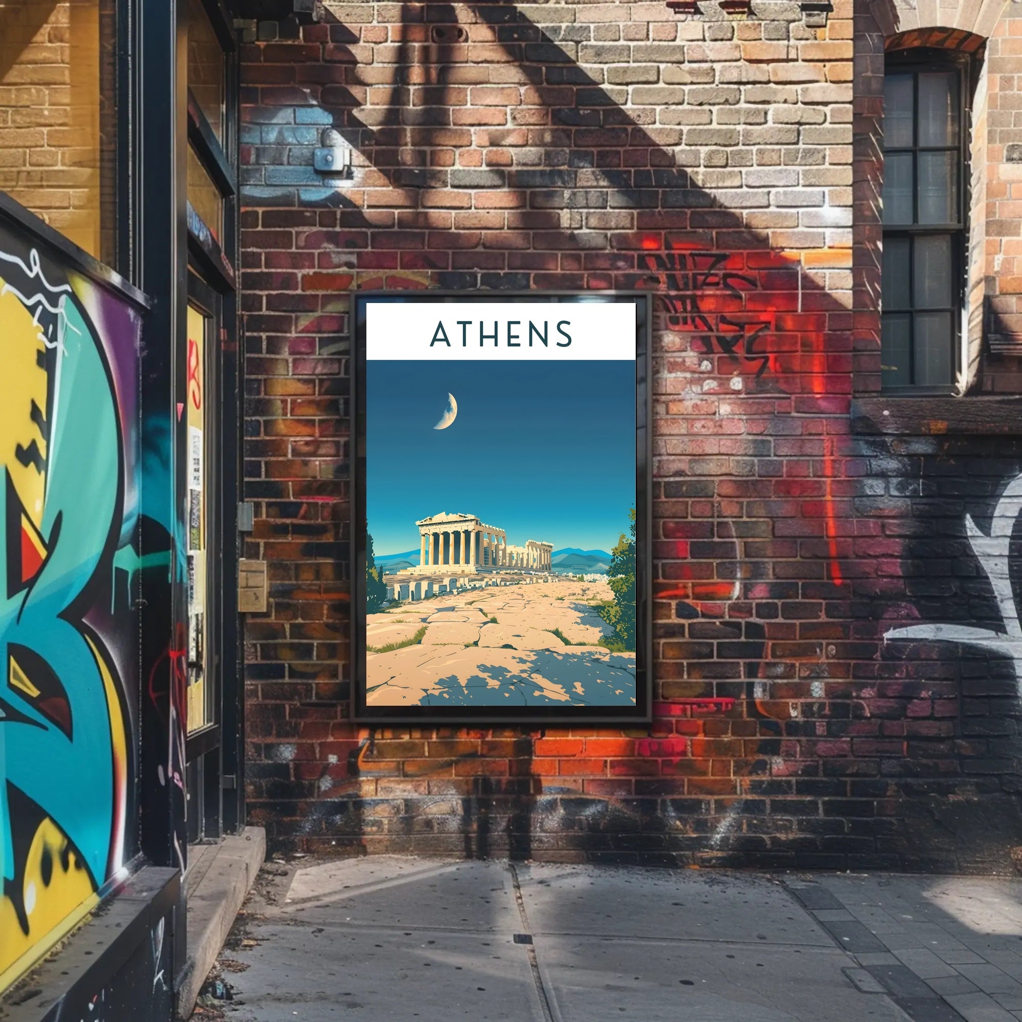 Athens Under the Moon Poster PosterGoat