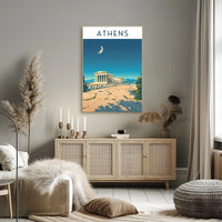 Athens Under the Moon Poster PosterGoat