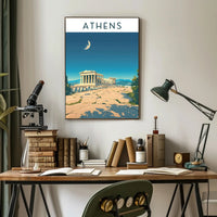 Athens Under the Moon Poster PosterGoat