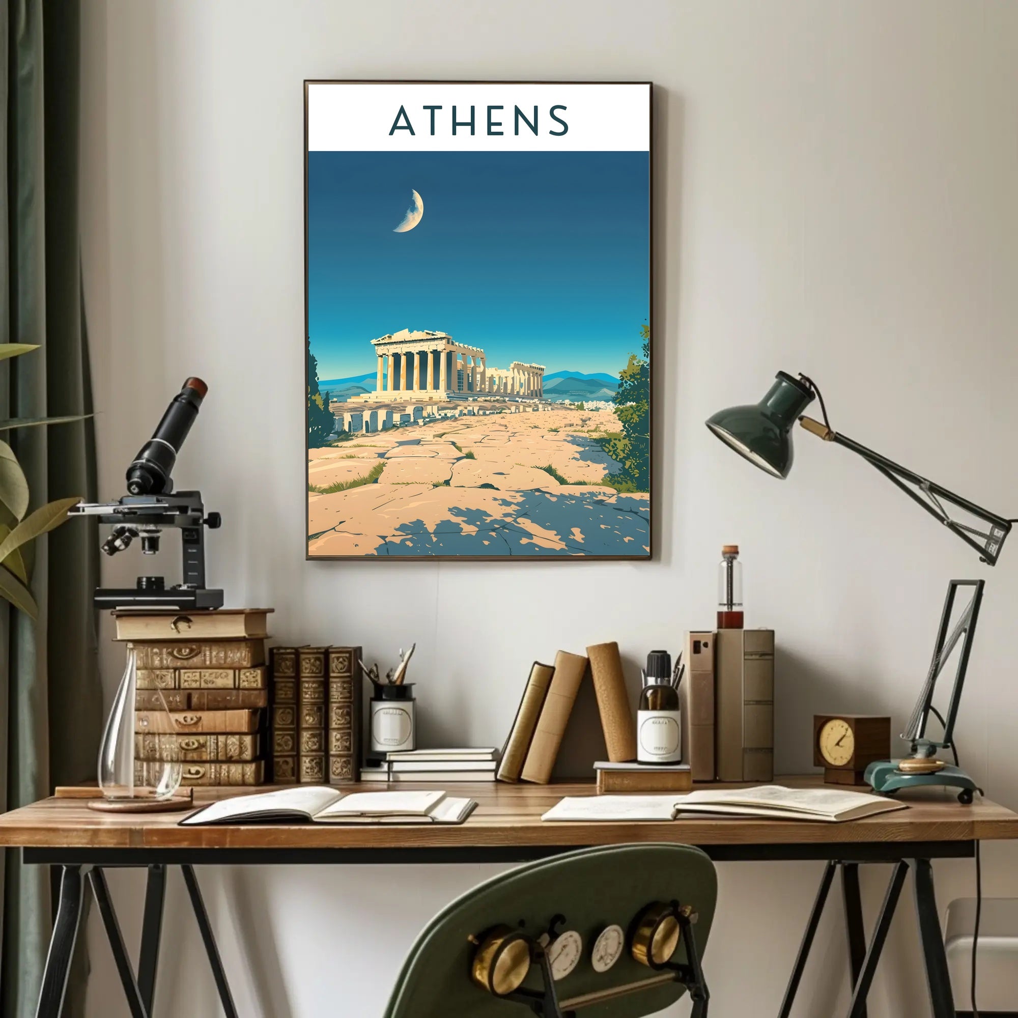 Athens Under the Moon Poster PosterGoat