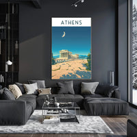 Athens Under the Moon Poster PosterGoat