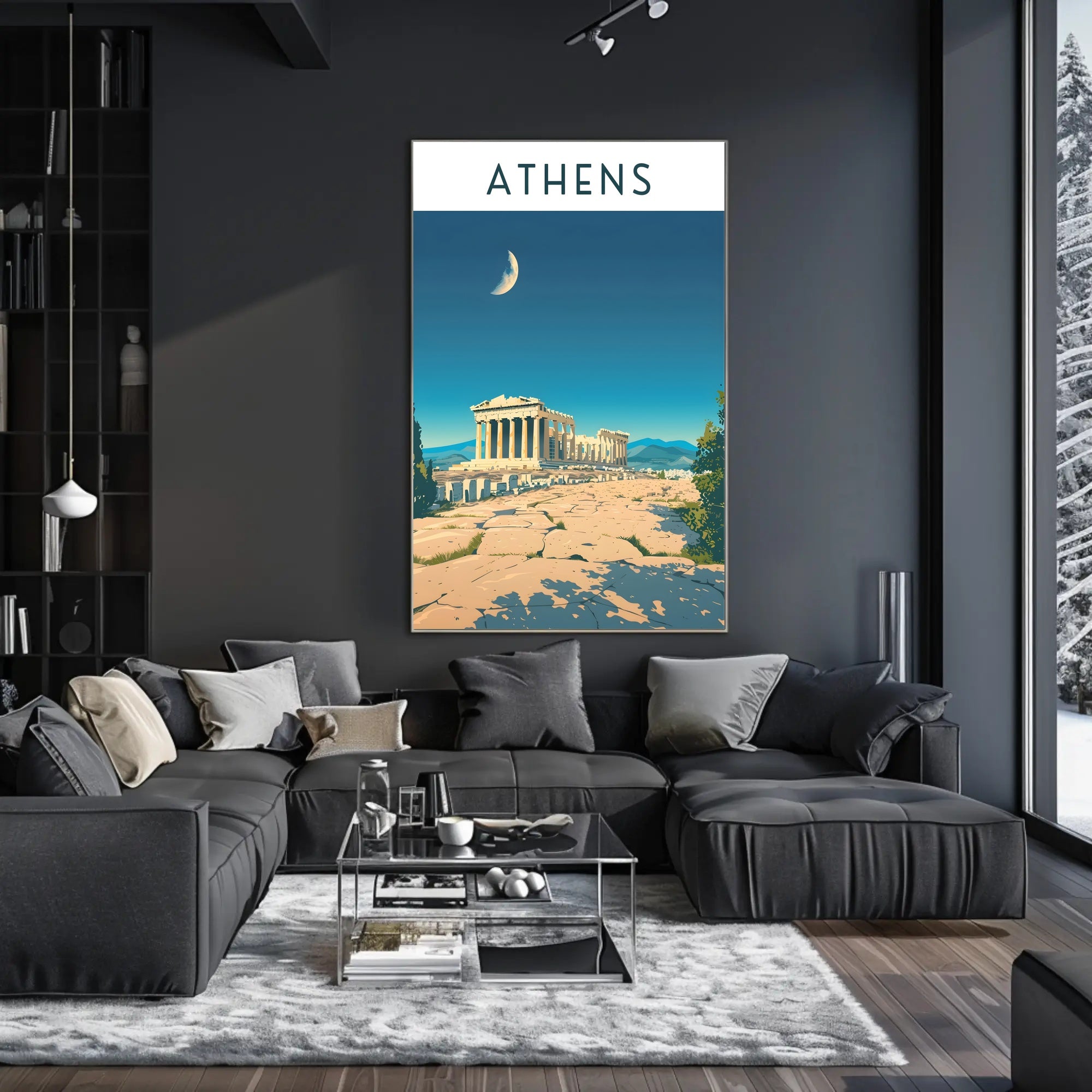 Athens Under the Moon Poster PosterGoat