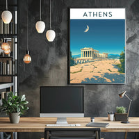 Athens Under the Moon Poster PosterGoat