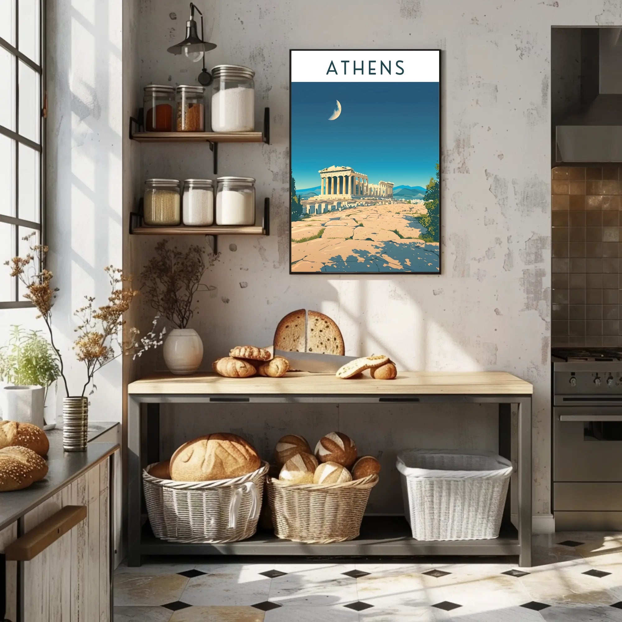 Athens Under the Moon Poster PosterGoat