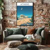 Athens Under the Moon Poster PosterGoat