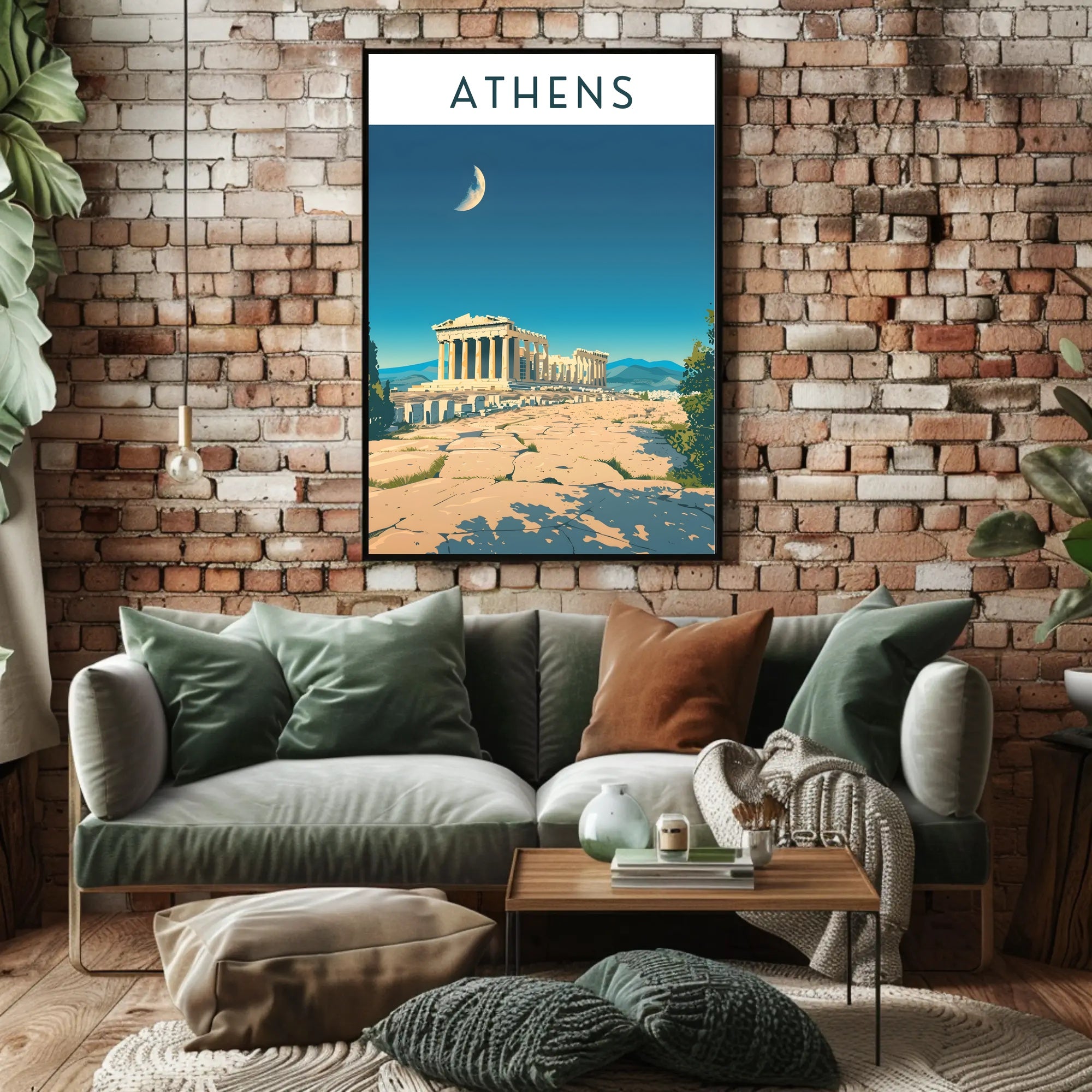 Athens Under the Moon Poster PosterGoat