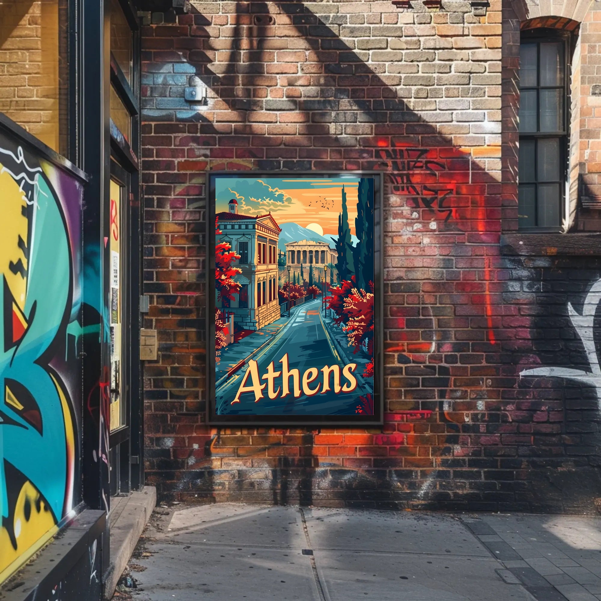 Athens at Sunset Poster PosterGoat