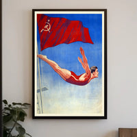 Athletic Diver with Soviet Flag Propaganda Poster PosterGoat