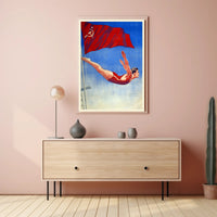Athletic Diver with Soviet Flag Propaganda Poster PosterGoat