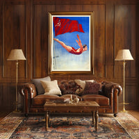 Athletic Diver with Soviet Flag Propaganda Poster PosterGoat