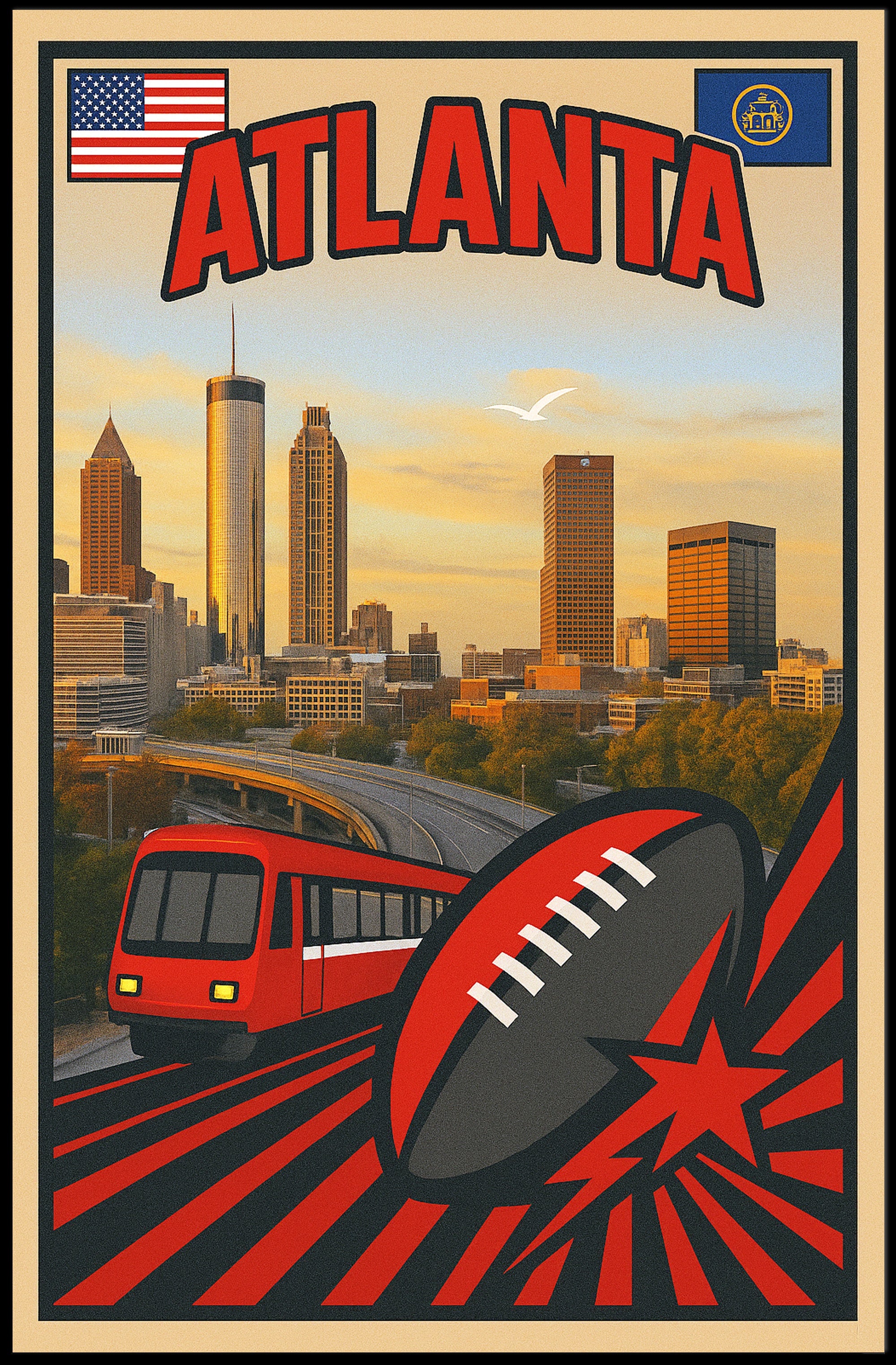 Atlanta Skyline and Sports Tribute Poster PosterGoat