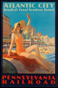 Atlantic City Beach Travel Poster PosterGoat