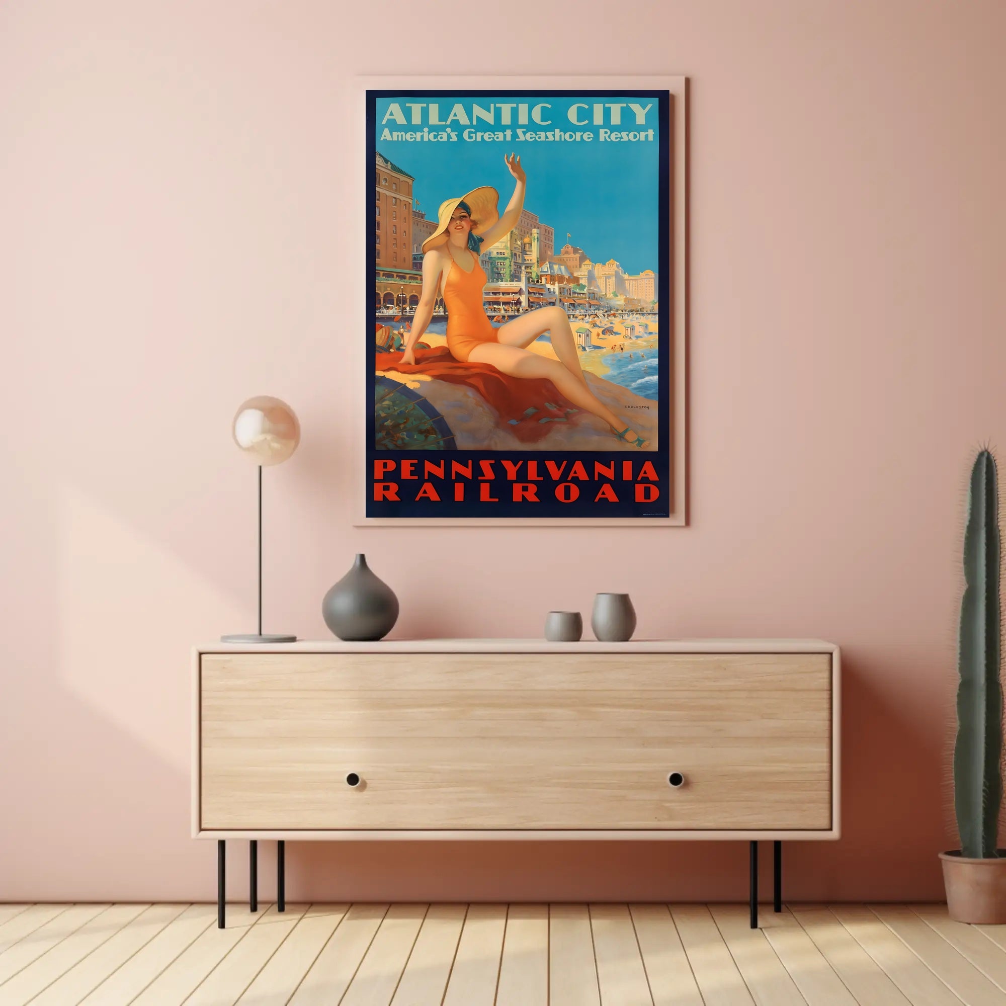Atlantic City Beach Travel Poster PosterGoat