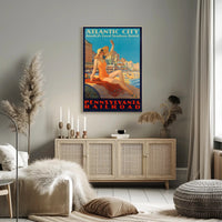 Atlantic City Beach Travel Poster PosterGoat