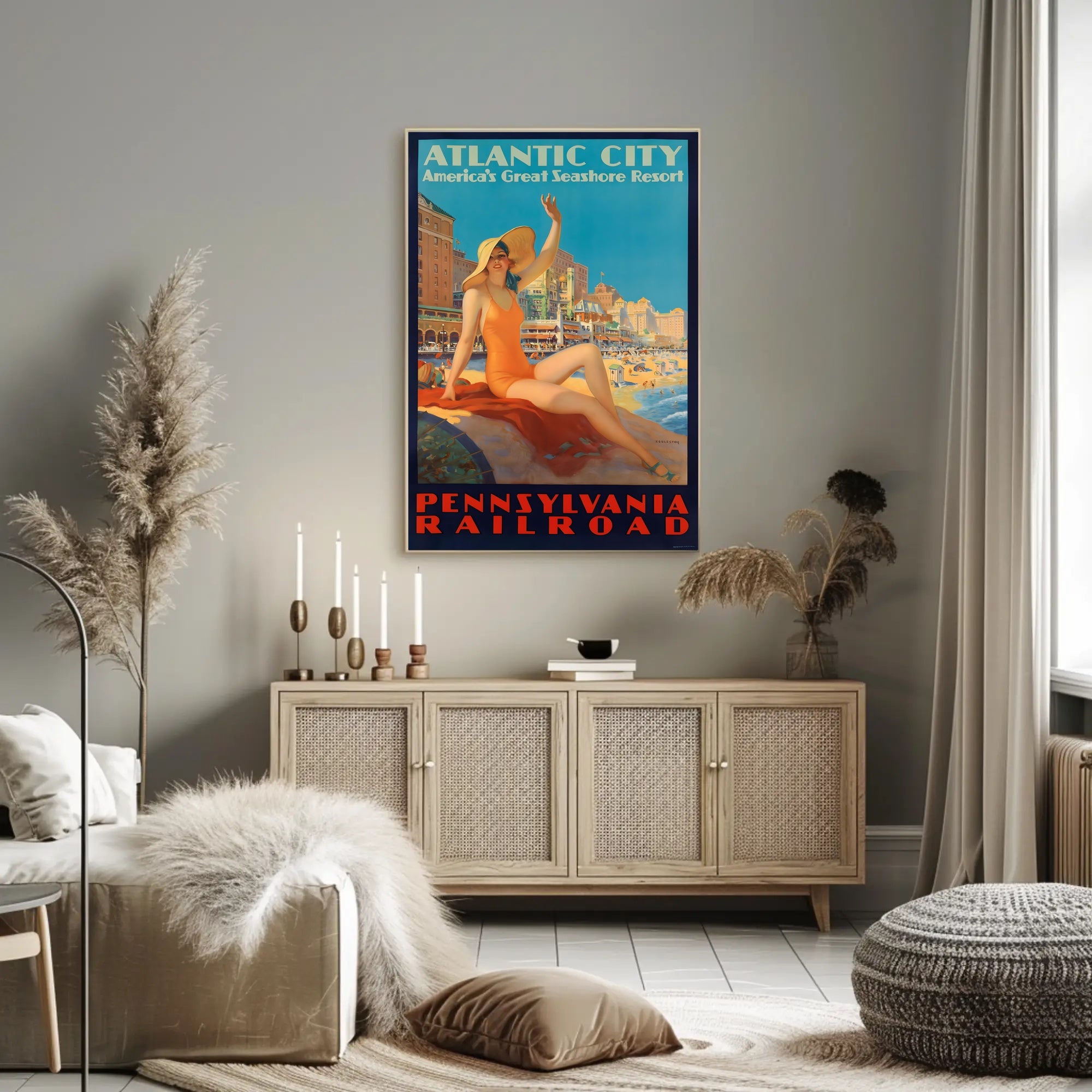 Atlantic City Beach Travel Poster PosterGoat