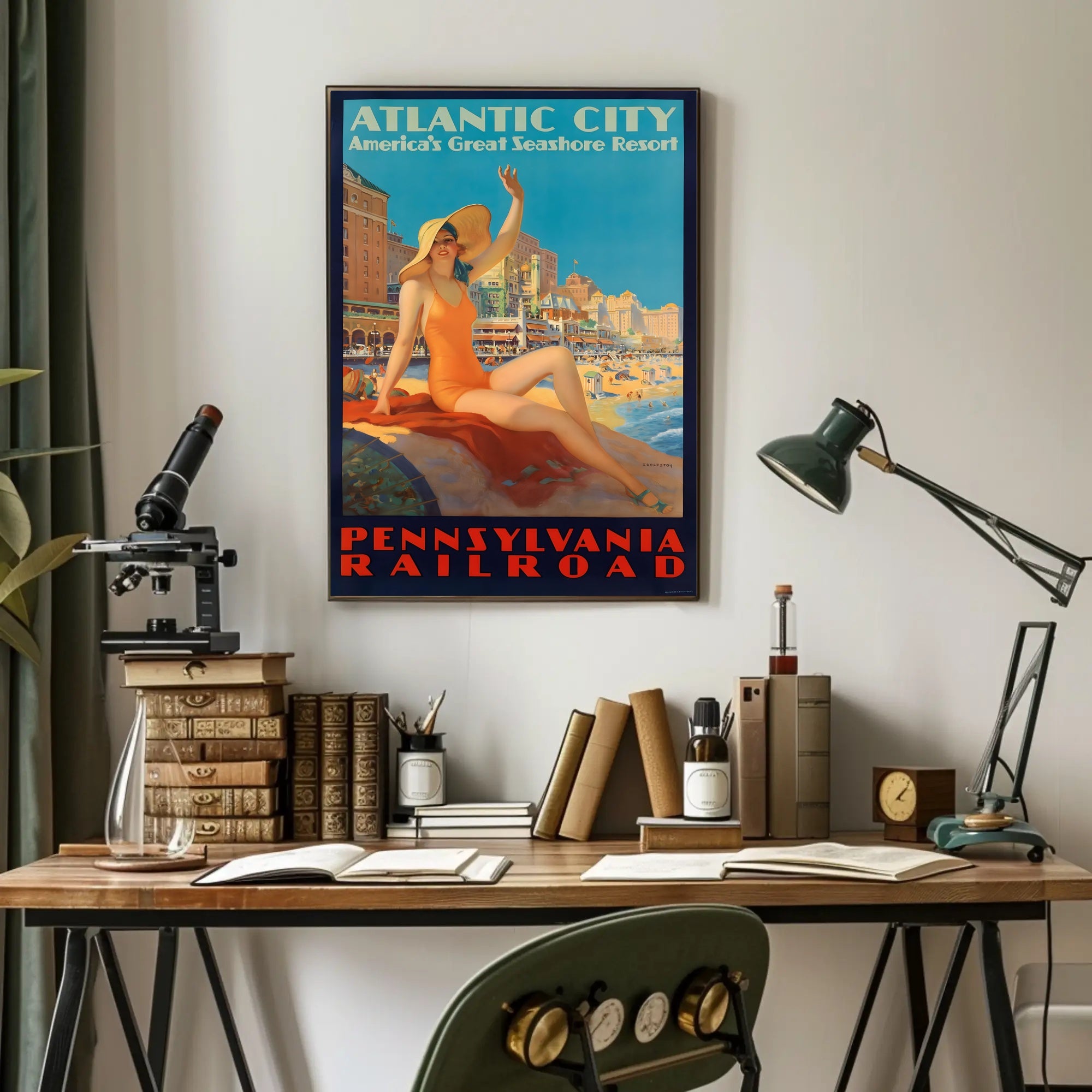 Atlantic City Beach Travel Poster PosterGoat