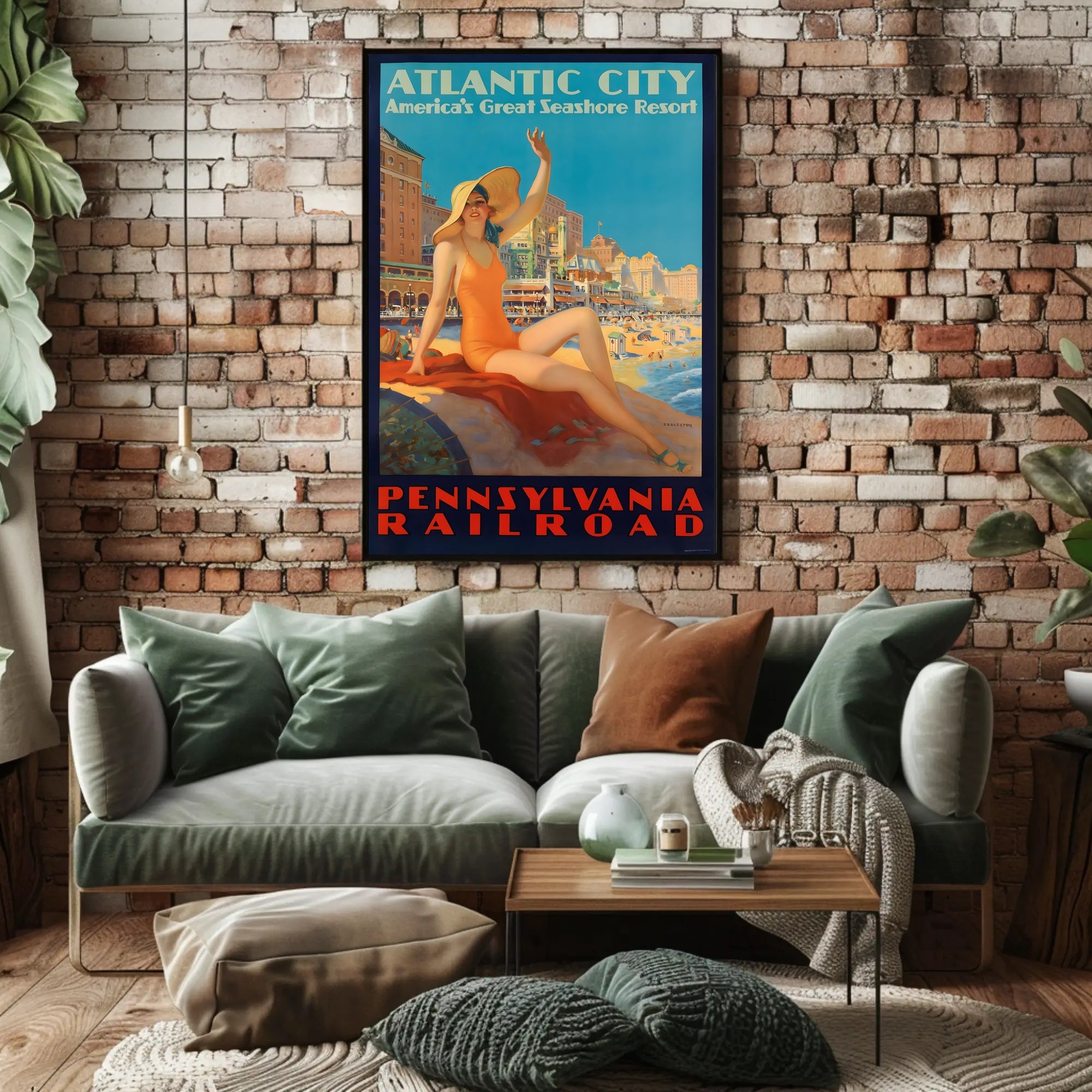 Atlantic City Beach Travel Poster PosterGoat