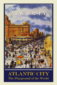 Atlantic City Vintage Boardwalk Travel Poster PosterGoat
