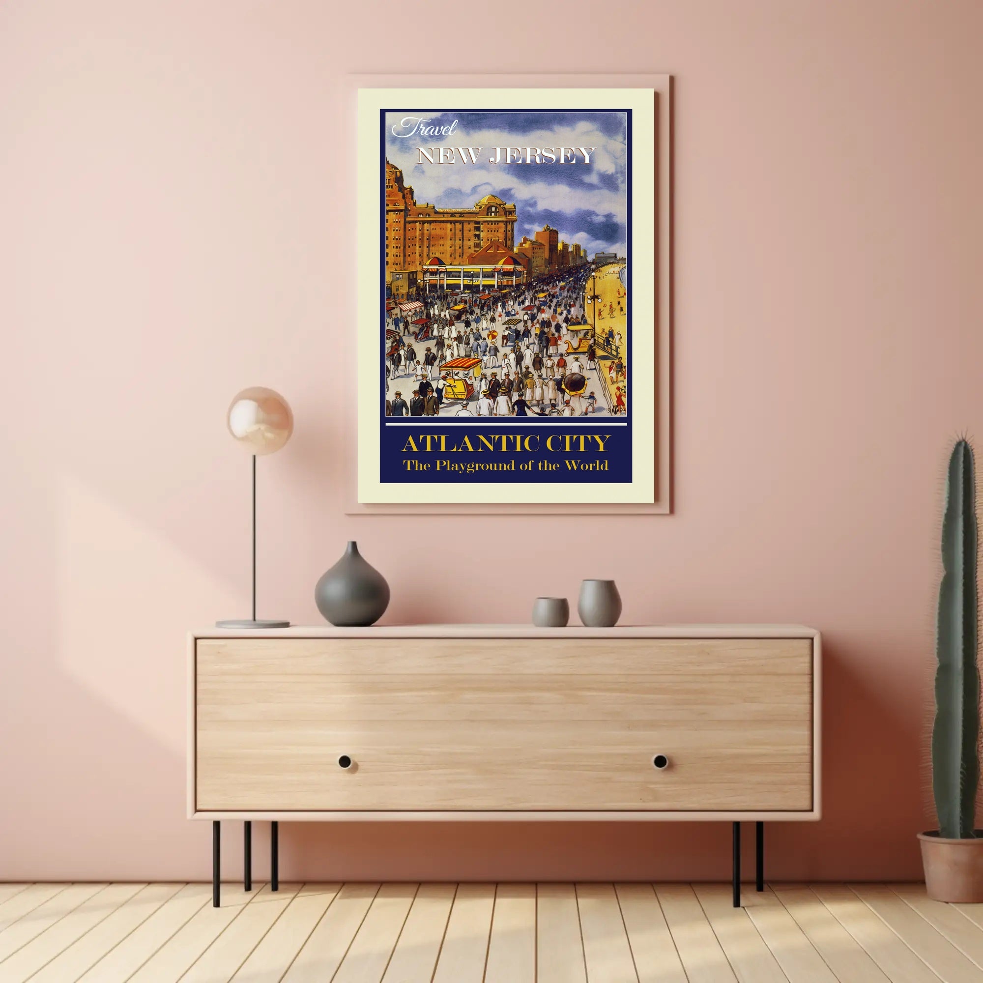 Atlantic City Vintage Boardwalk Travel Poster PosterGoat