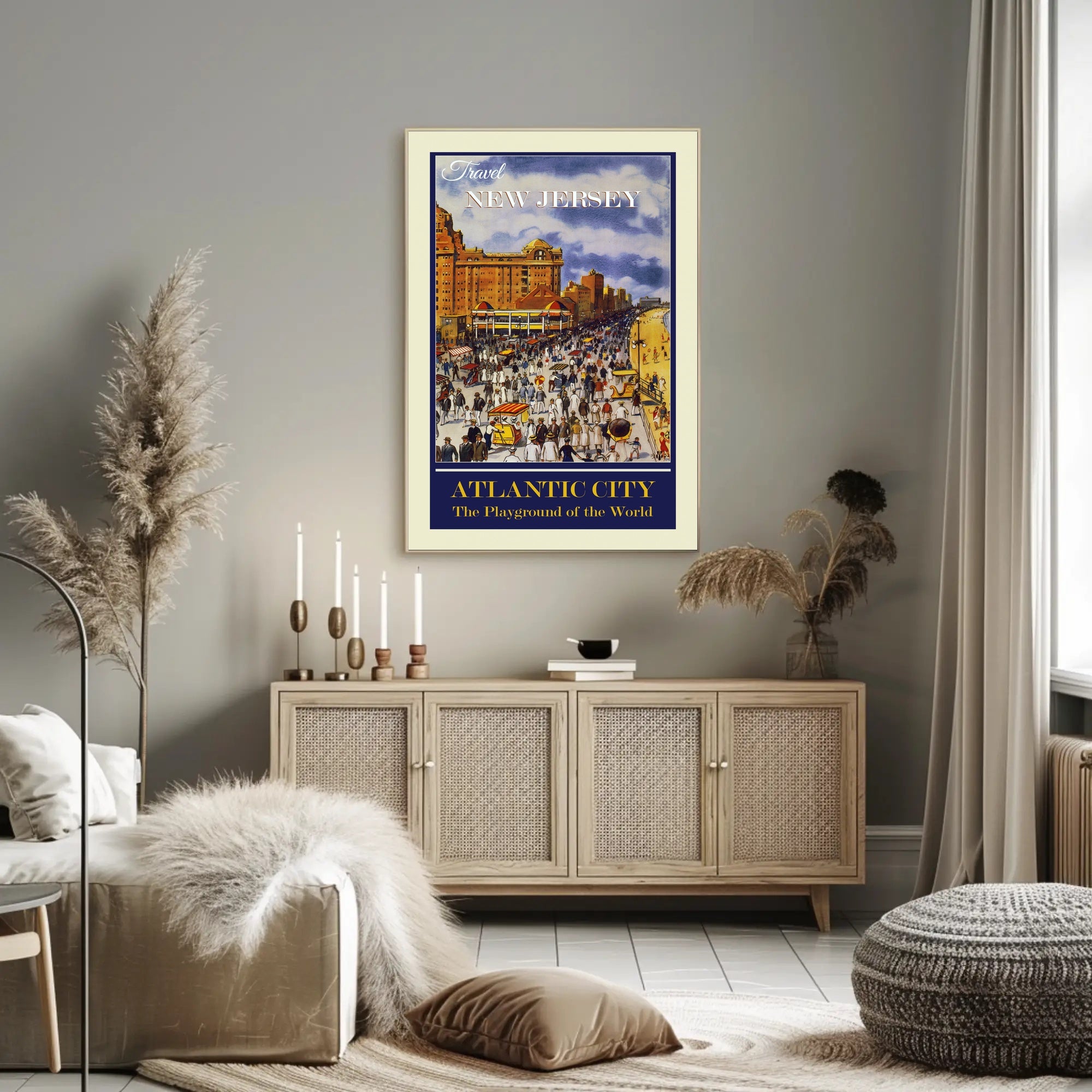 Atlantic City Vintage Boardwalk Travel Poster PosterGoat