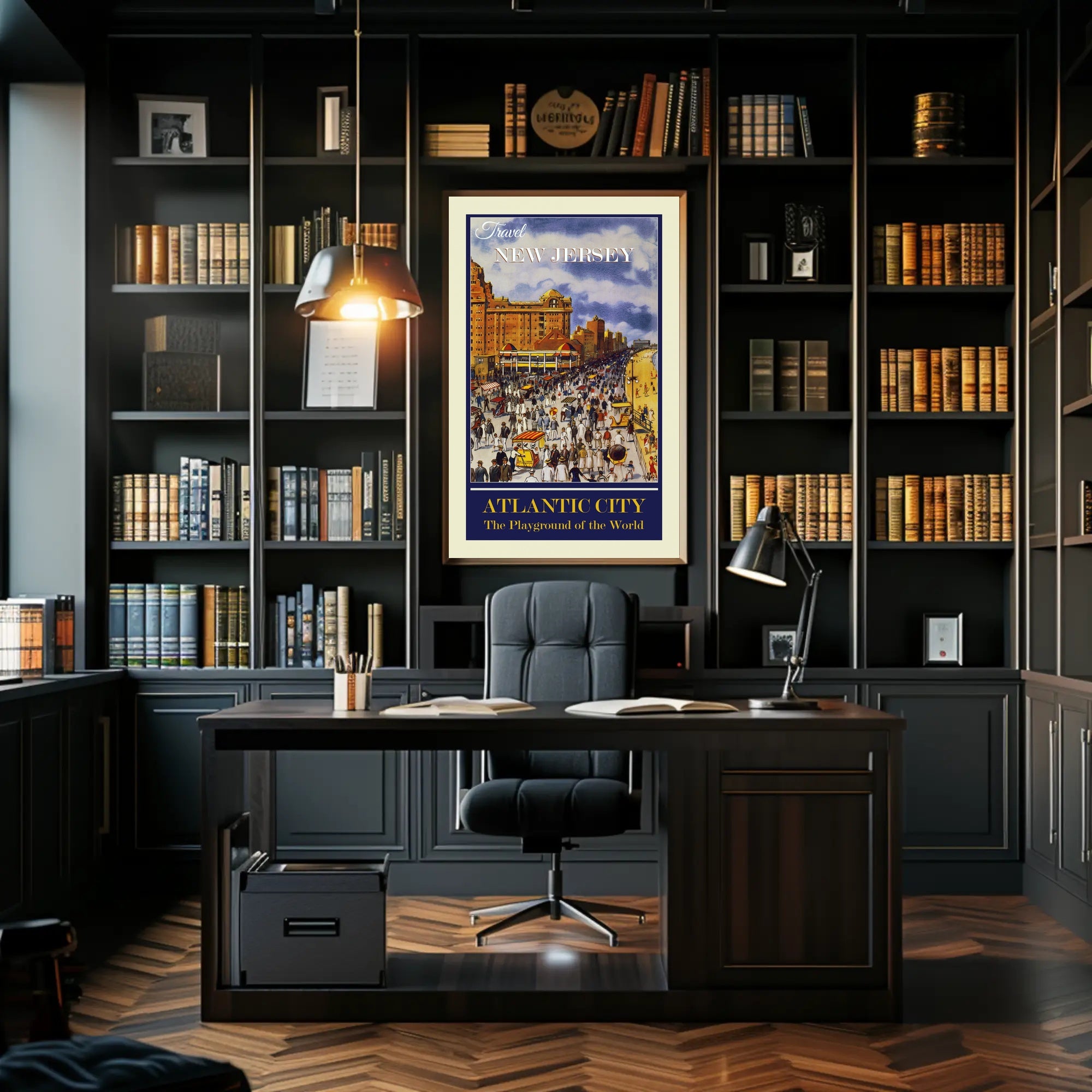 Atlantic City Vintage Boardwalk Travel Poster PosterGoat