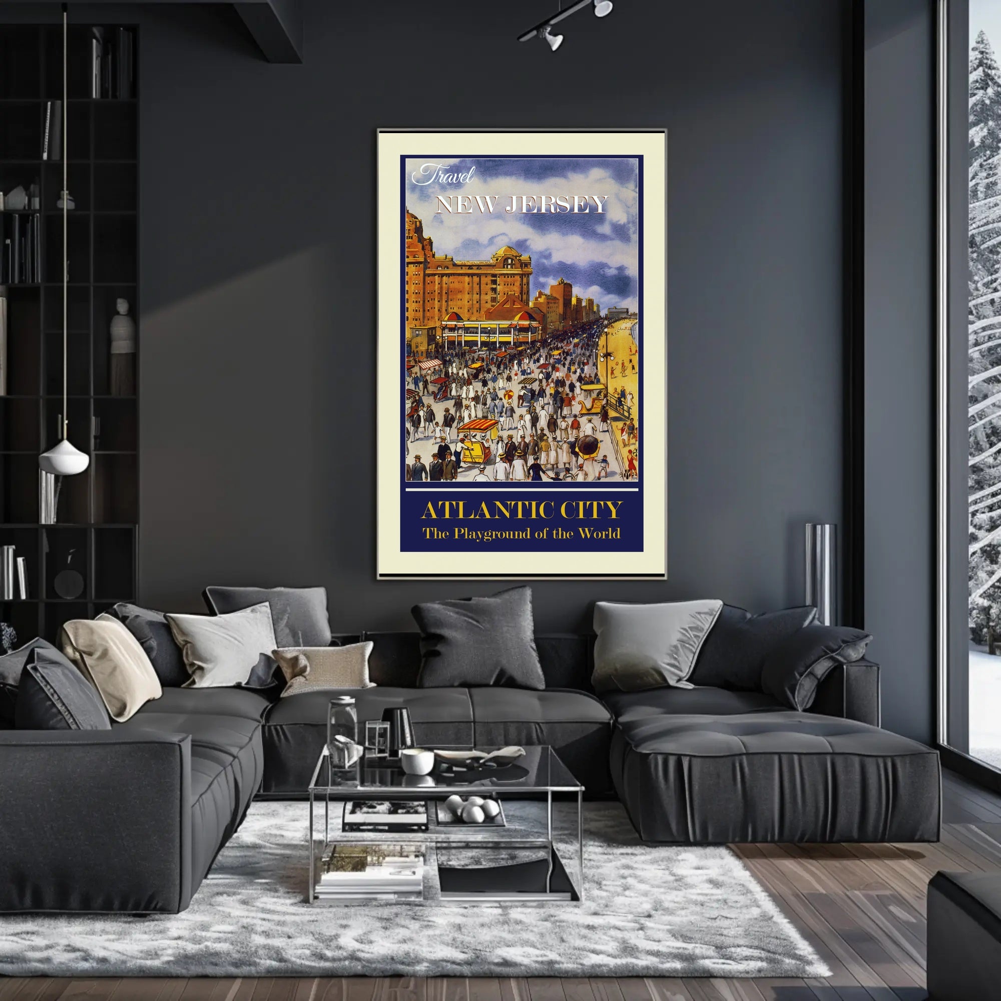 Atlantic City Vintage Boardwalk Travel Poster PosterGoat