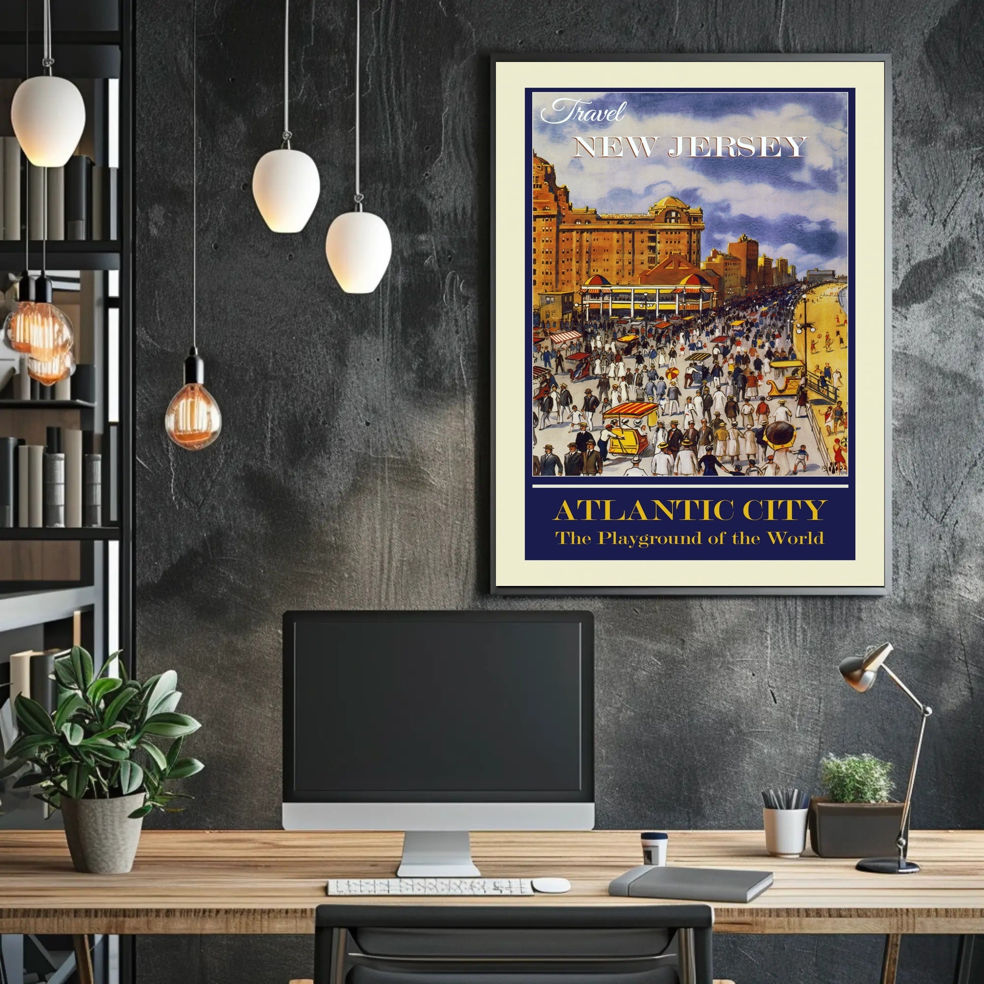 Atlantic City Vintage Boardwalk Travel Poster PosterGoat