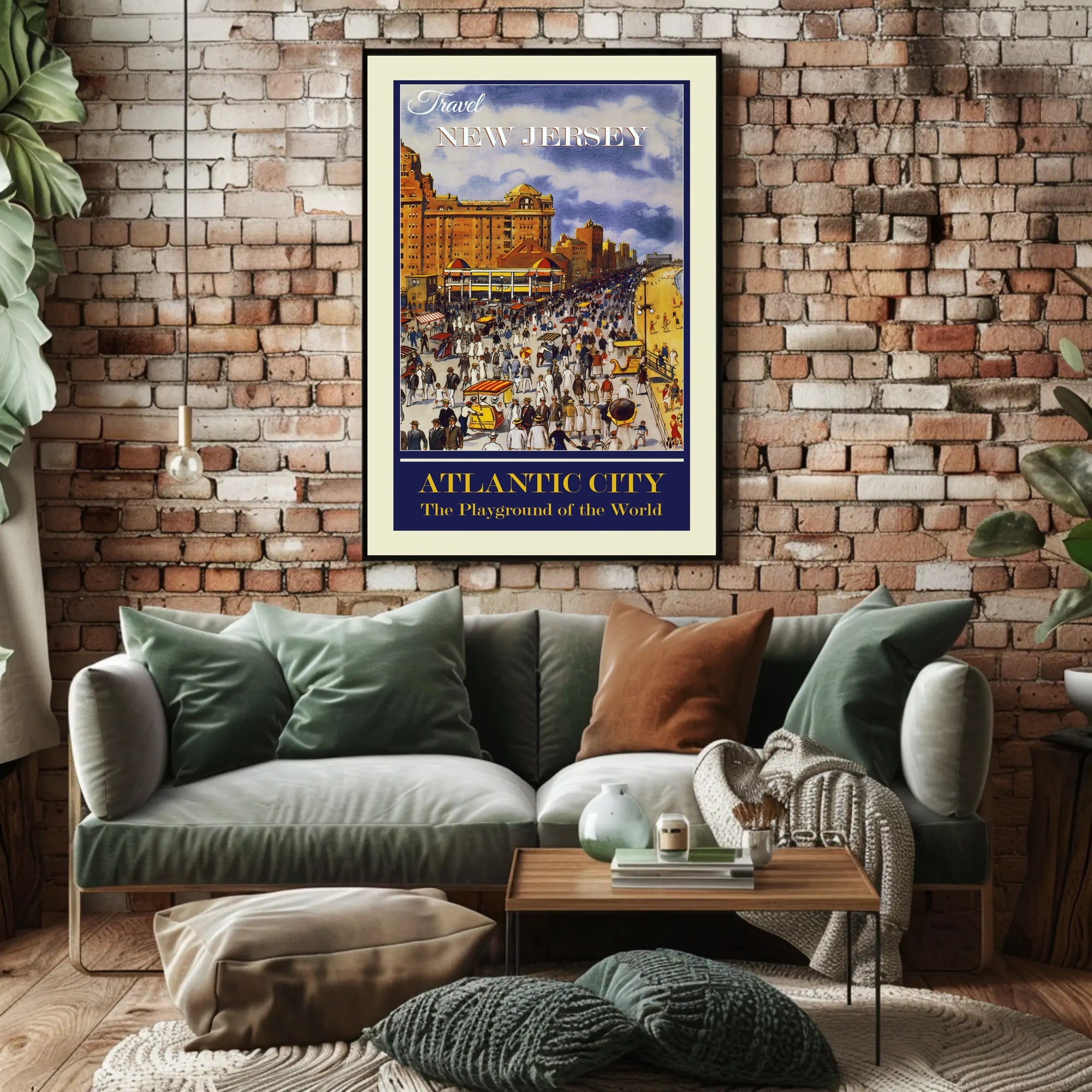 Atlantic City Vintage Boardwalk Travel Poster PosterGoat