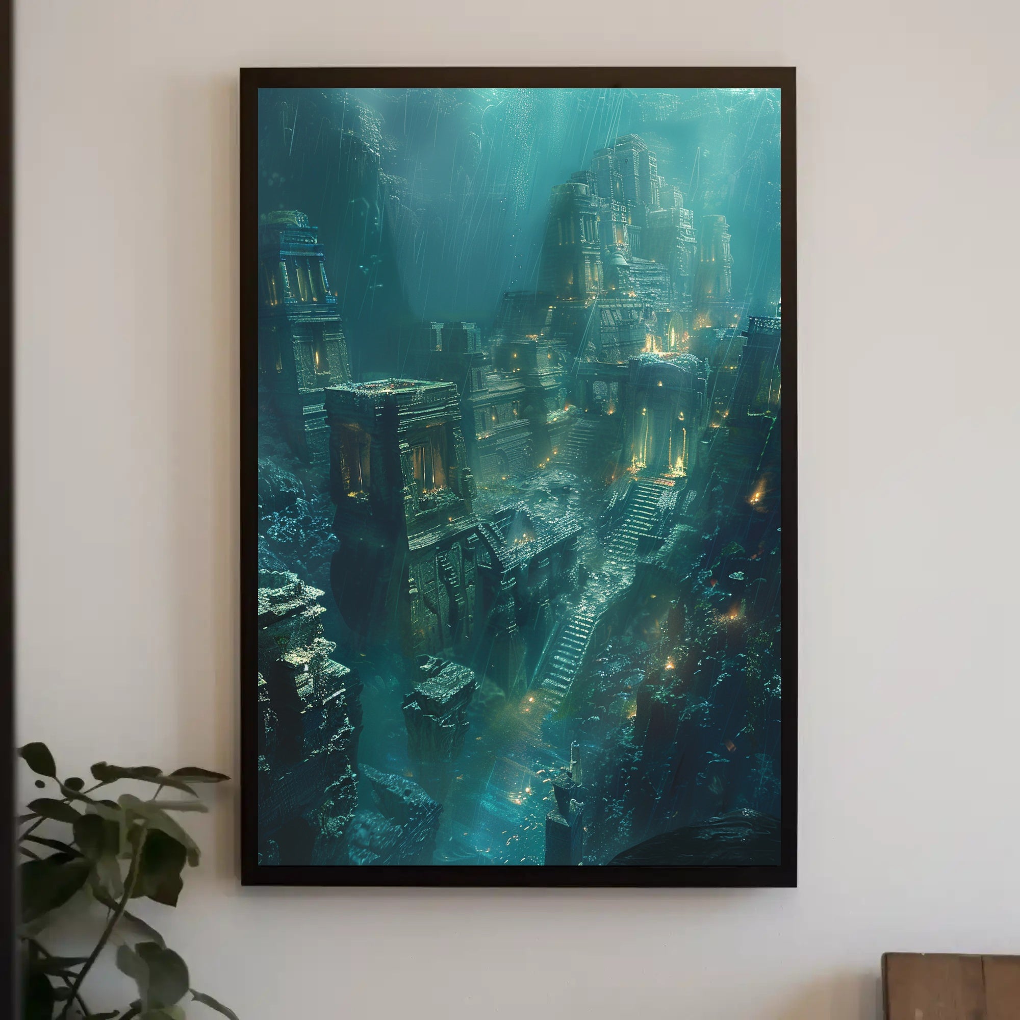 Atlantis Underwater City: Surreal Fantasy Futuristic Sci-Fi Poster PosterGoat