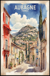 Aubagne's Charming Street Scene: A Vibrant Travel Poster PosterGoat