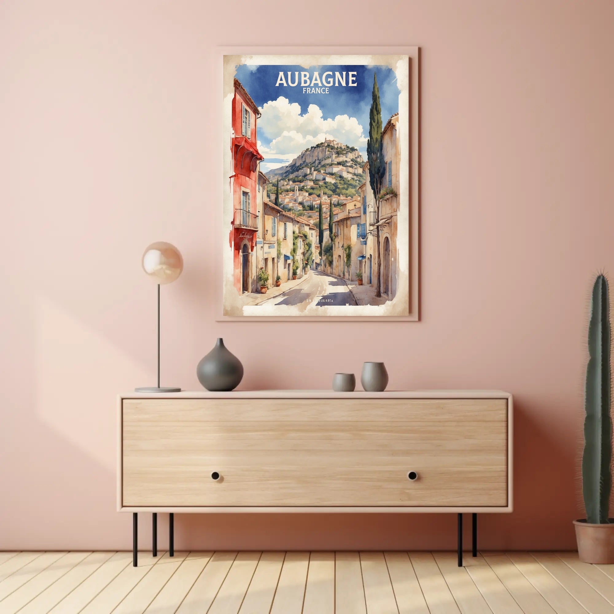 Aubagne's Charming Street Scene: A Vibrant Travel Poster PosterGoat