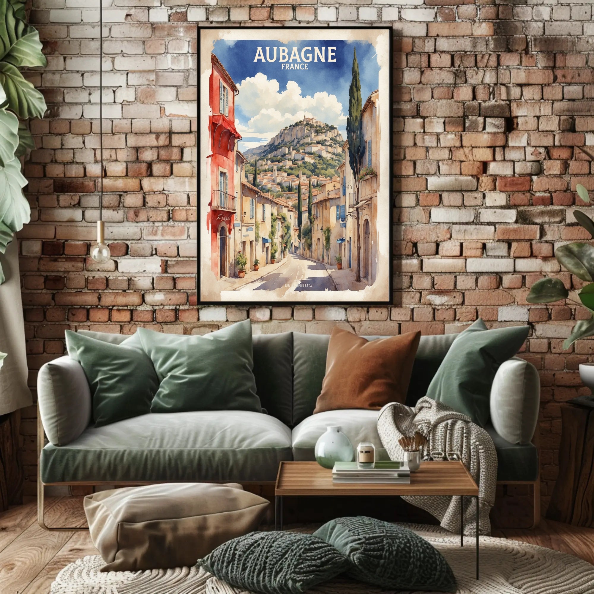 Aubagne's Charming Street Scene: A Vibrant Travel Poster PosterGoat