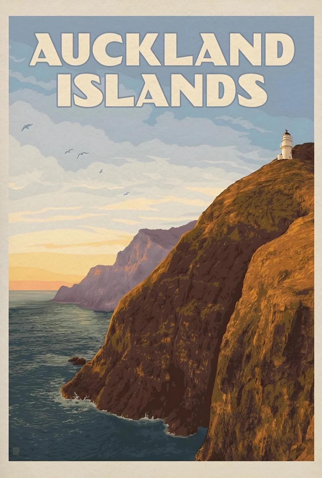 Auckland Islands Vintage Scenic Travel Poster PosterGoat