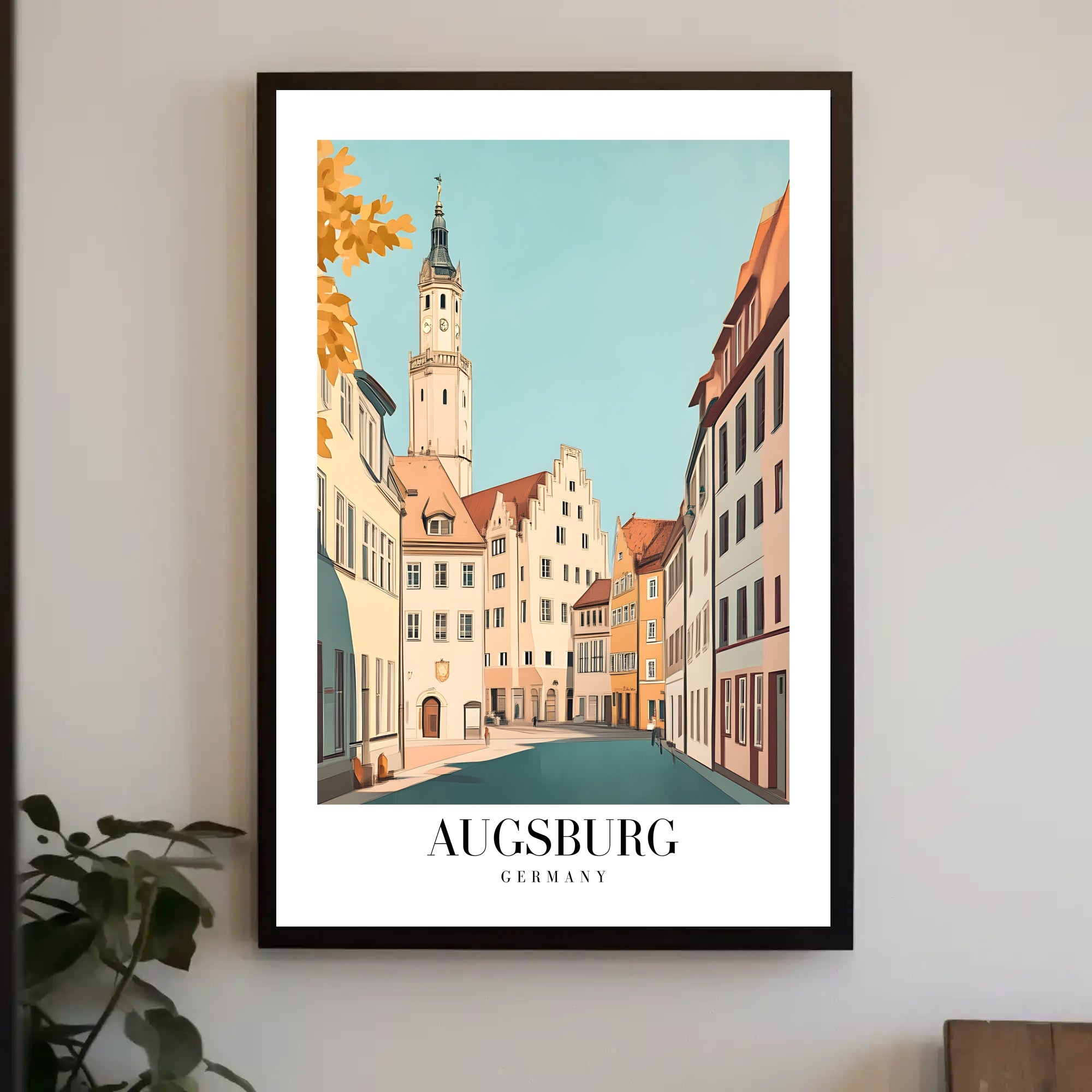 Augsburg's Enchanting Streets: Tranquil Cityscape Art Poster PosterGoat