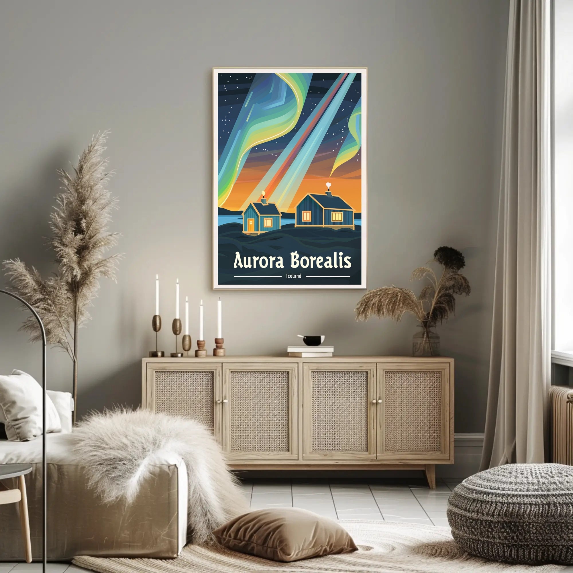 Aurora Borealis Magic in Iceland Travel Poster PosterGoat