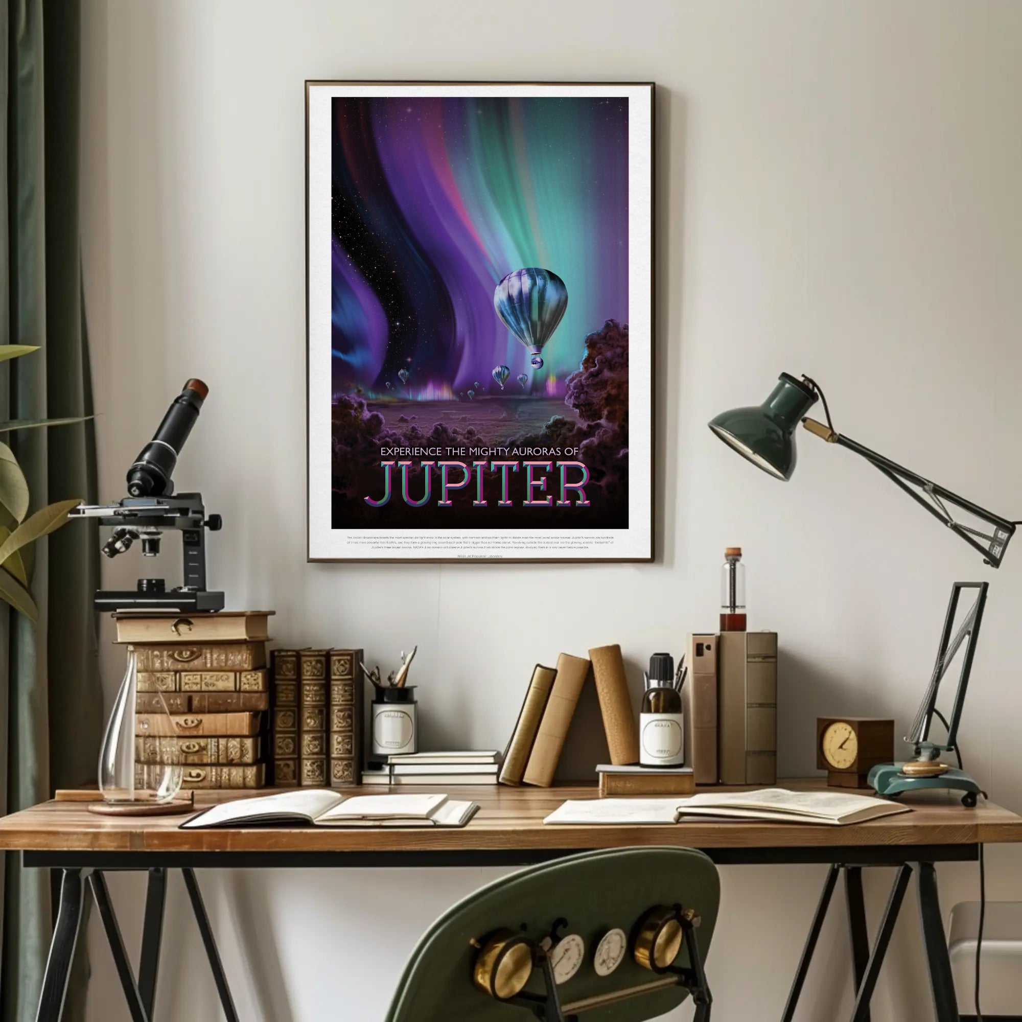 Auroras of Jupiter Exploration Futuristic Sci-Fi Poster PosterGoat