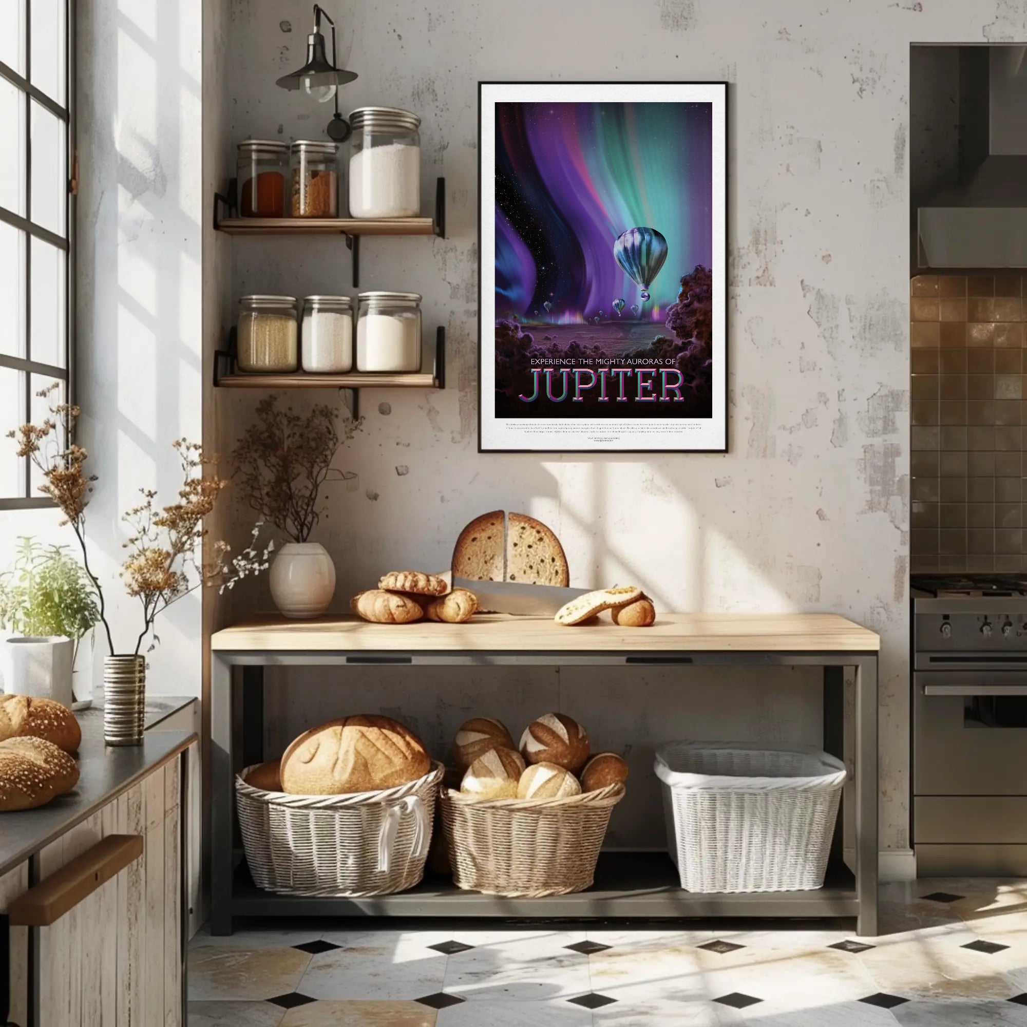 Auroras of Jupiter Exploration Futuristic Sci-Fi Poster PosterGoat