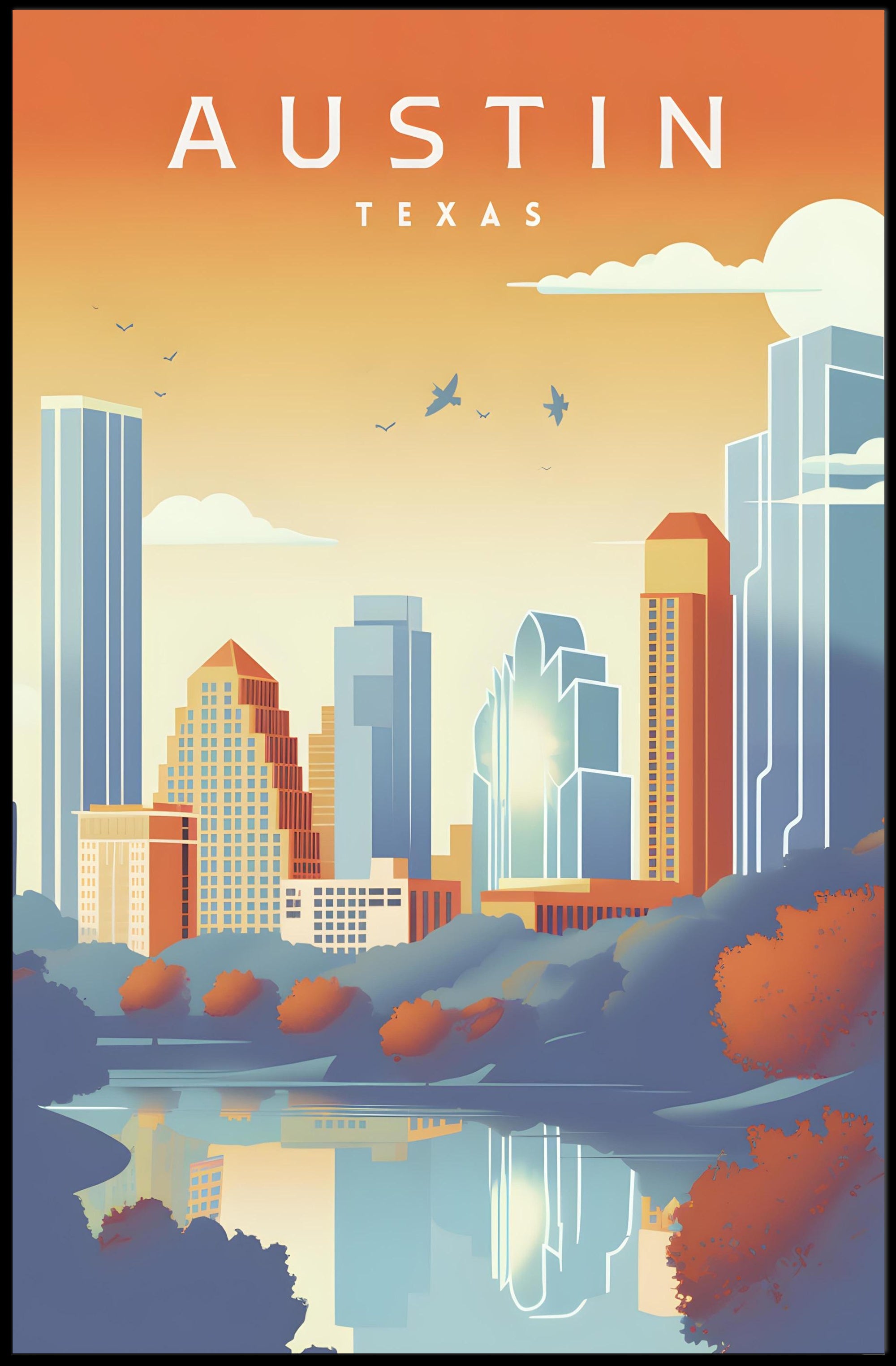 Austin Skyline Serenity in Modern Urban Cityscape PosterGoat