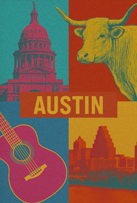 Austin Vibes Pop Art Cultural Poster PosterGoat