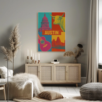 Austin Vibes Pop Art Cultural Poster PosterGoat