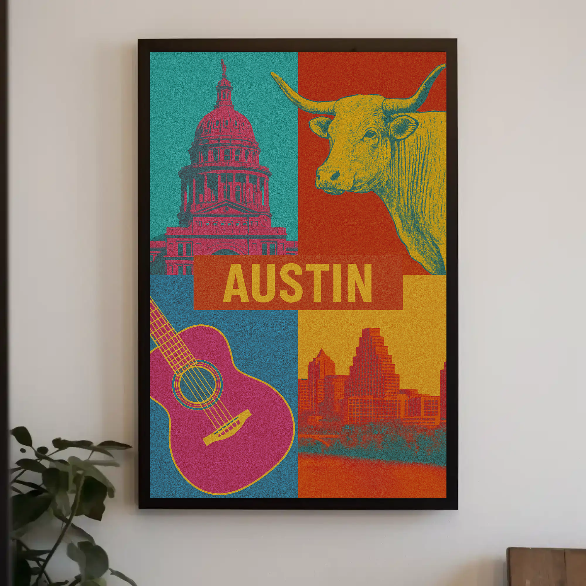 Austin Vibes Pop Art Cultural Poster PosterGoat