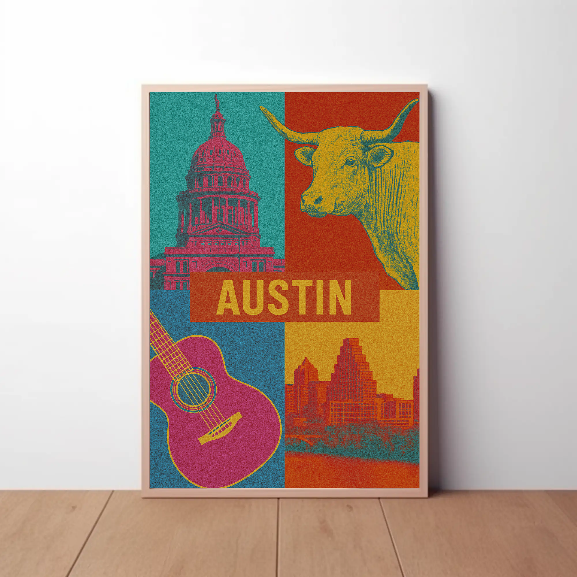 Austin Vibes Pop Art Cultural Poster PosterGoat