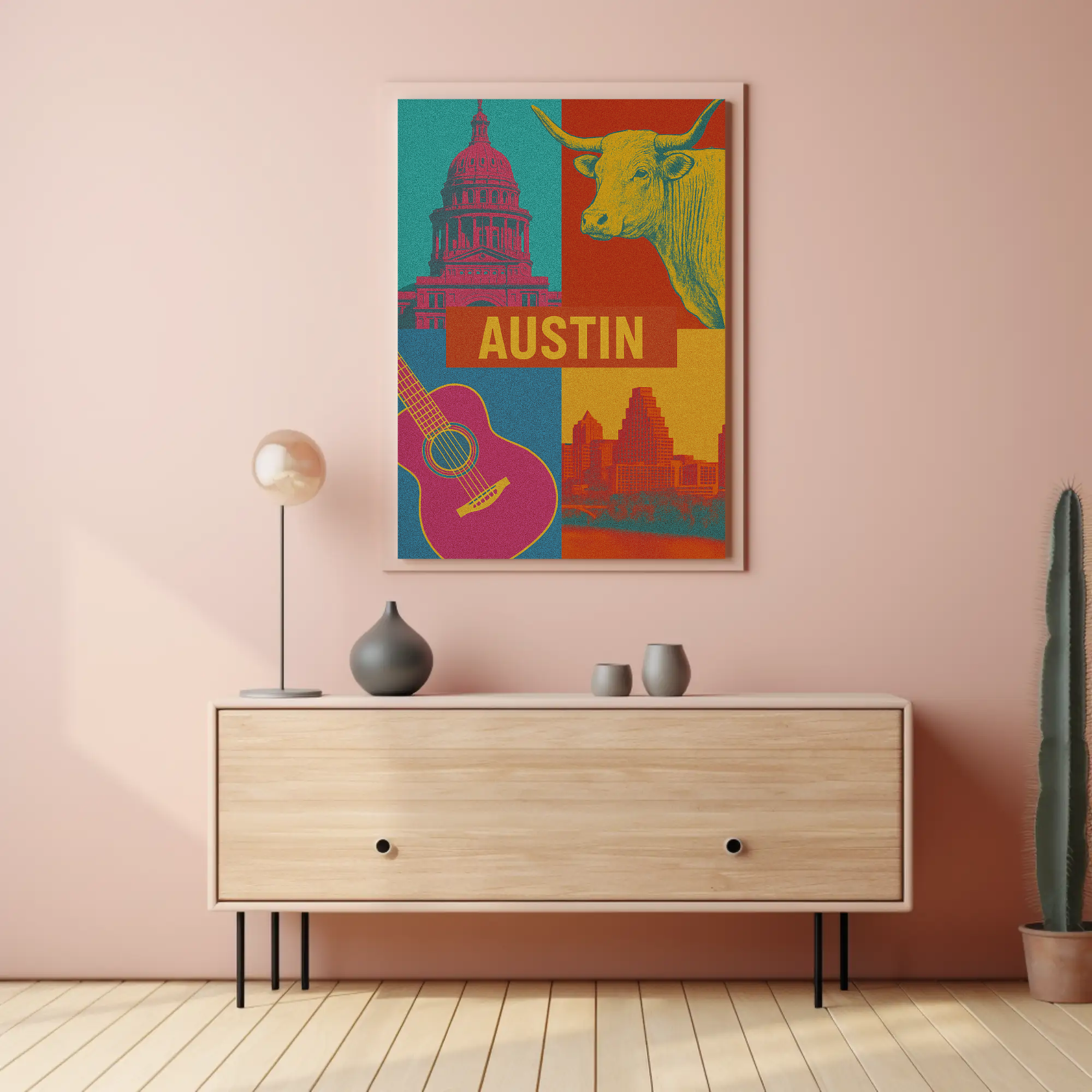 Austin Vibes Pop Art Cultural Poster PosterGoat